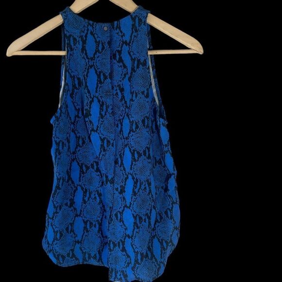 A.L.C.  Anise Black/Blue Python Snake Print Crepe Top Sz 2 - Picture 3 of 10